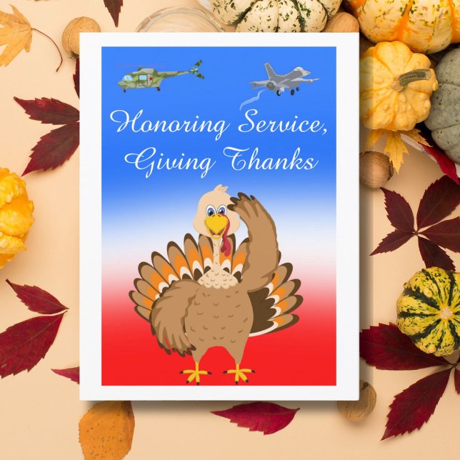 Carte Postale Dinde de Thanksgiving militaire saluant  (Créateur téléchargé)
