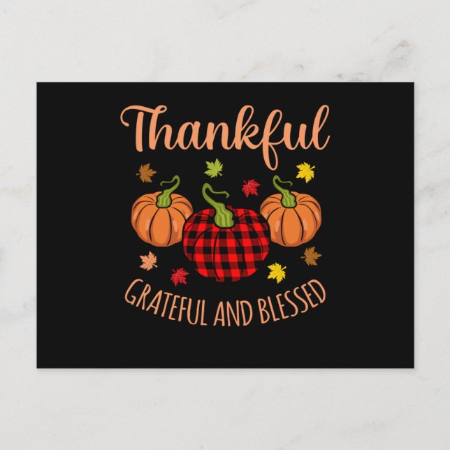 Carte Postale Dinde de Thanksgiving reconnaissant béni (Devant)