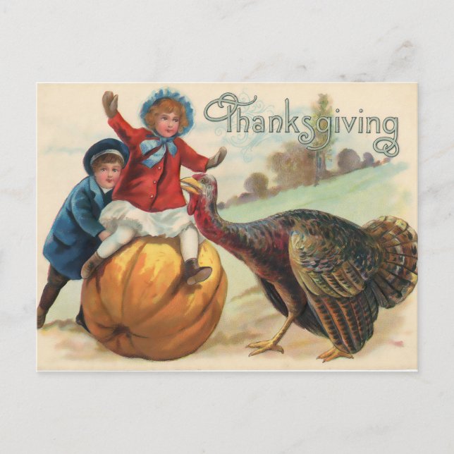 Carte Postale Dinde de Thanksgiving vintage joyeuse (Devant)