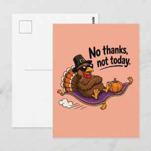 Carte Postale Dinde drôle de Thanksgiving, non merci, pas aujour
