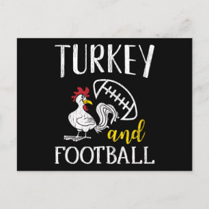 Carte Postale Dinde et football Drôle de jour de Thanksgiving jo