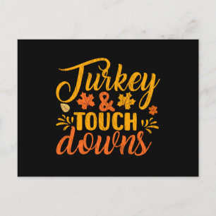 Carte Postale Dinde et touchés Funny Football de Thanksgiving