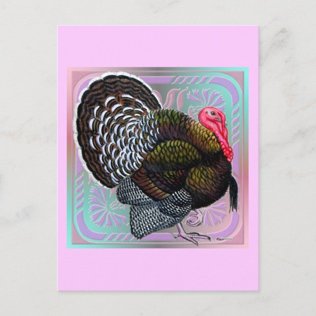 Carte Postale Dinde : Tom Bronze Floral (Devant)