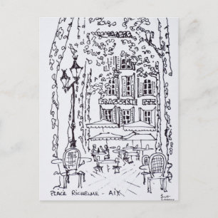 Carte Postale Dîner dans une place Aix en Provence, France