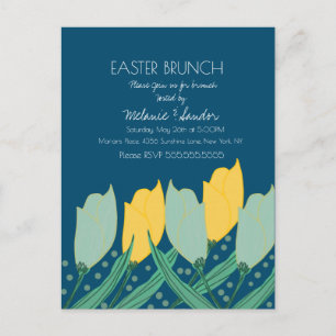 Carte Postale Dîner de brunch de Pâques floral tulipe famille bl