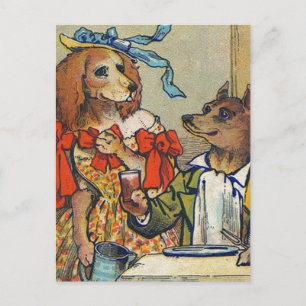 Carte Postale Dîner de chien victorien Dress Doggy