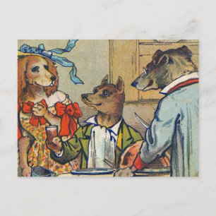 Carte Postale Dîner de chien victorien Dress Doggy