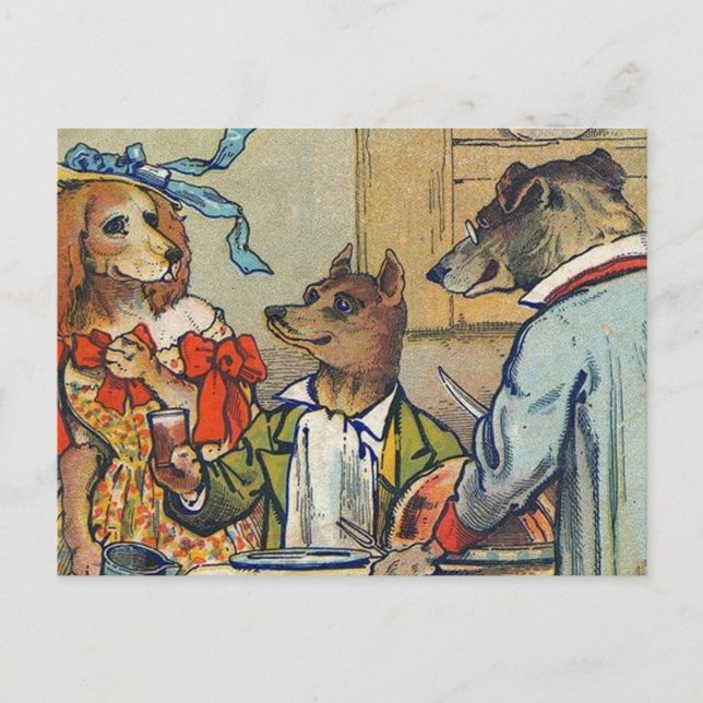 Carte Postale Dîner de chien victorien Dress Doggy (Devant)