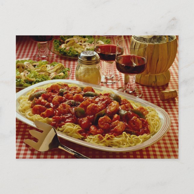 Carte Postale Dîner de crevettes marinara (Devant)