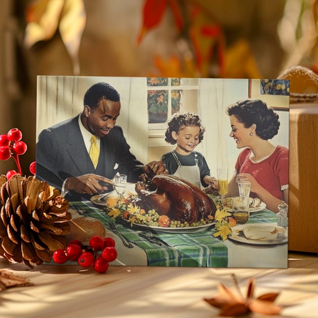 Carte Postale Dîner de famille vintage de la fête de Thanksgivin (Créateur téléchargé)