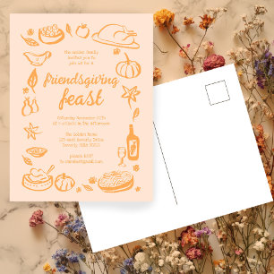 Carte Postale Dîner de Friendsgiving de Thanksgiving Fantaisiste