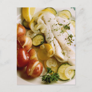 Carte Postale Dîner de poisson cuit
