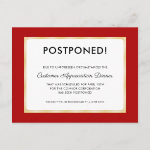 Carte Postale Dîner de Remerciement aux Clients Reporté Rouge