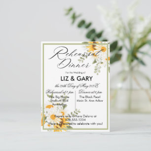 Carte Postale Dîner de répétition de tournesol floral d'aquarell