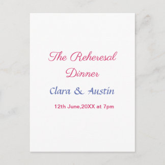 Carte Postale Dîner de répétition la veille simple minimal m