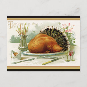 Carte Postale Dîner de Thanksgiving de dinde vintage