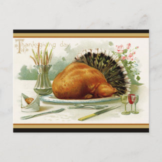 Carte Postale Dîner de Thanksgiving de dinde vintage