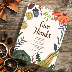 Carte Postale Dîner de Thanksgiving élégant et rustique avec cit