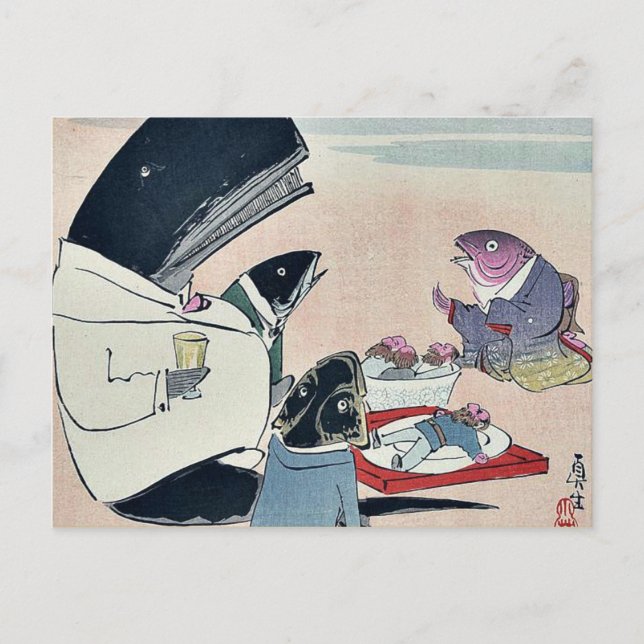 Carte Postale Dîner des marins russes par Kobayashi, Kiyochika (Devant)