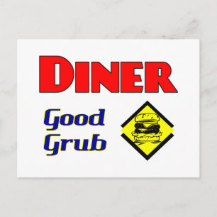 Carte Postale Diner Good Grub Hamburger Restaurant Art