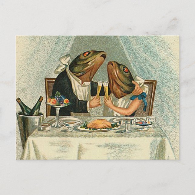 Carte Postale "Dîner romantique pour grenouilles" (Devant)
