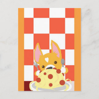Carte Postale Dîner Spaghetti Corgi