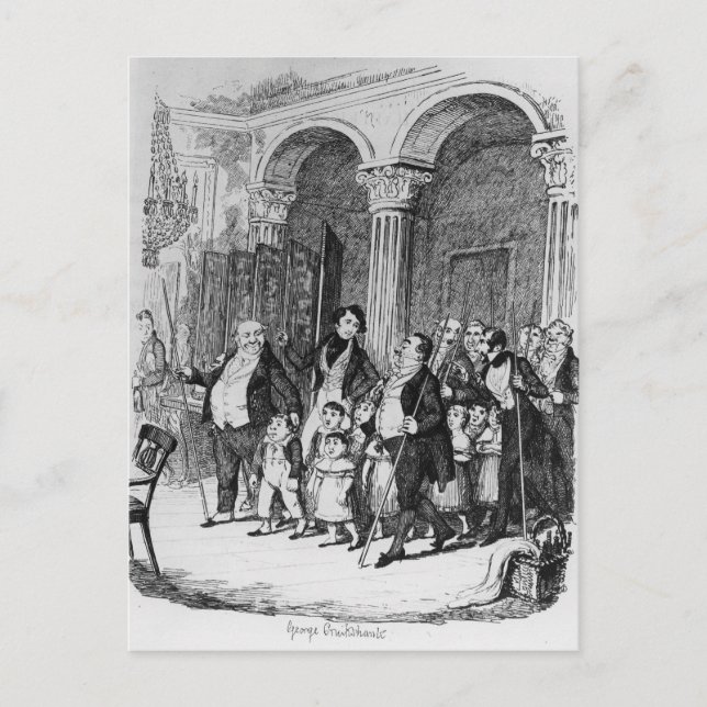 Carte Postale Dîners, illustration de 'Sketches by Boz' (Devant)