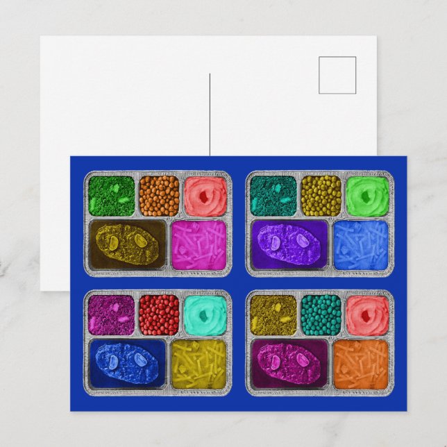 Carte Postale Dîners TV Mega Colorés Rétro (Devant / Derrière)