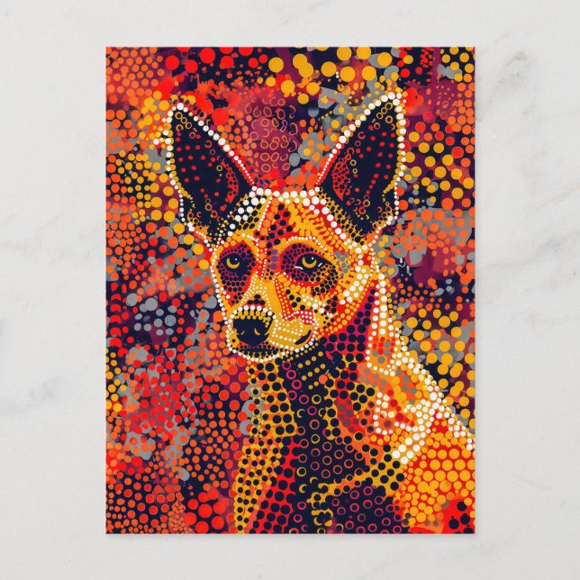 Carte Postale Dingo en style Art numérique aborigène (Devant)