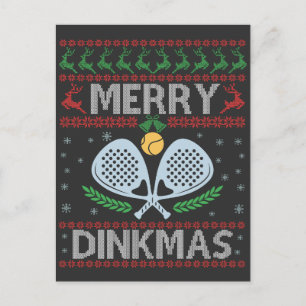 Carte Postale Dinkmas drôle de pull de Noël laid de pickleball  