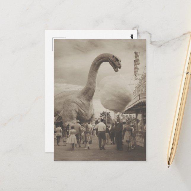 Carte Postale Dino à la Foire (Devant/Arrière en situation)