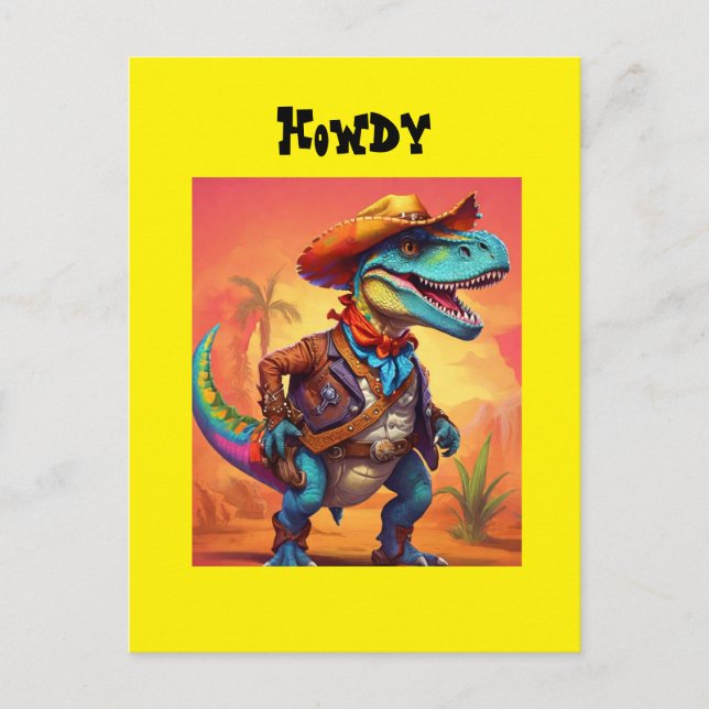 Carte Postale Dino Cow-boy  (Devant)