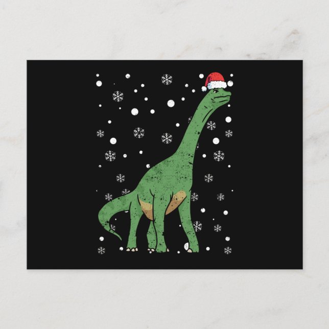 Carte Postale Dino dinosaure Père Noël casquette Noël (Devant)