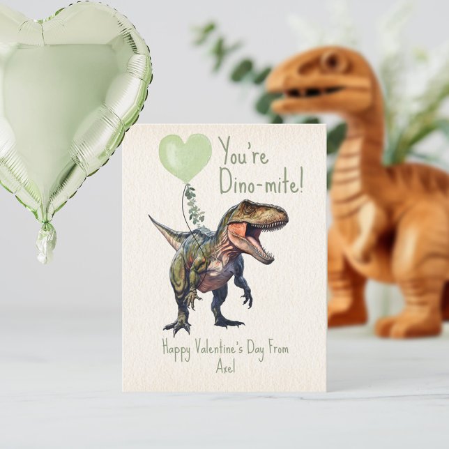 Carte Postale Dino-mite Green Dinosaur Valentine Photo (Créateur téléchargé)