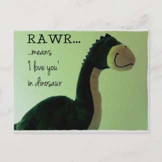 Carte Postale Dino Postcard Rawr signifie "Je t'aime en dinosaur