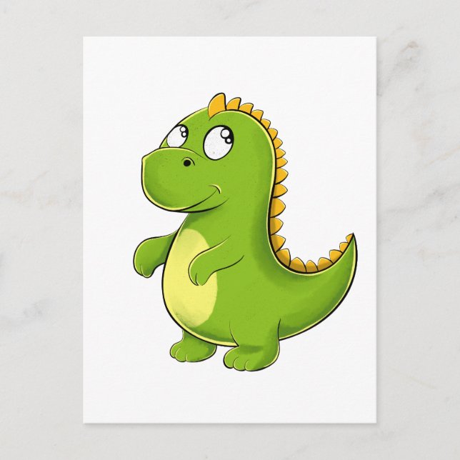 Carte Postale Dino Vert Joyeux (Devant)