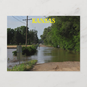 Carte postale d'inondation de campagne au Kansas