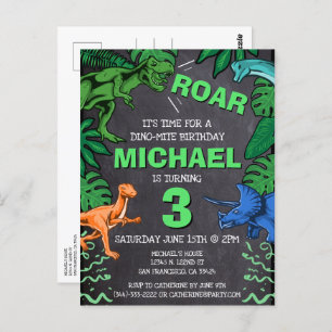 Carte Postale Dinosaur Anniversaire de enfant Trex Chalkboard In
