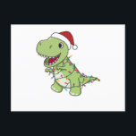 Carte Postale Dinosaur Christmas Snow Winter T-Rex Dino<br><div class="desc">The T-Rex for Christmas with fairy lights. Funny animals with gifts and snow for the holidays. Also funny for Christmas in July. Dinos are cute animals and perfect for Christmas.</div>