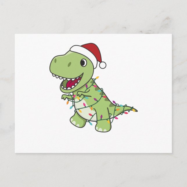 Carte Postale Dinosaur Christmas Snow Winter T-Rex Dino (Devant)