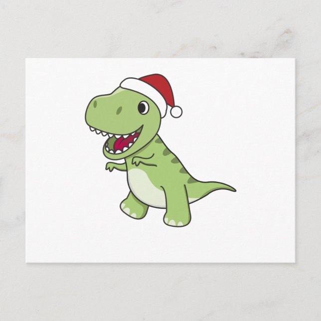 Carte Postale Dinosaur Christmas Snow Winter T-Rex Dino (Devant)