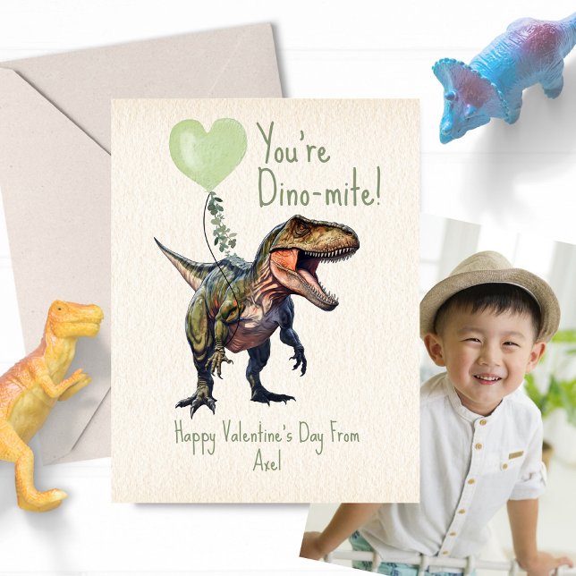 Carte Postale Dinosaur Dino-mite Green Classroom Valentine Photo (Créateur téléchargé)