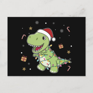 Carte postale Dinosaur Noël Neige hiver T-Rex Dino