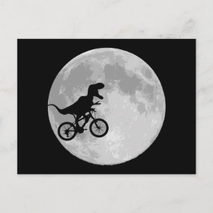 Carte Postale Dinosaur on a Bike In Sky With Moon