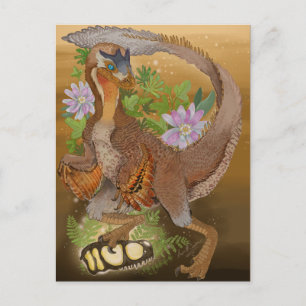 Carte Postale Dinosaur Raptor Jungle Art