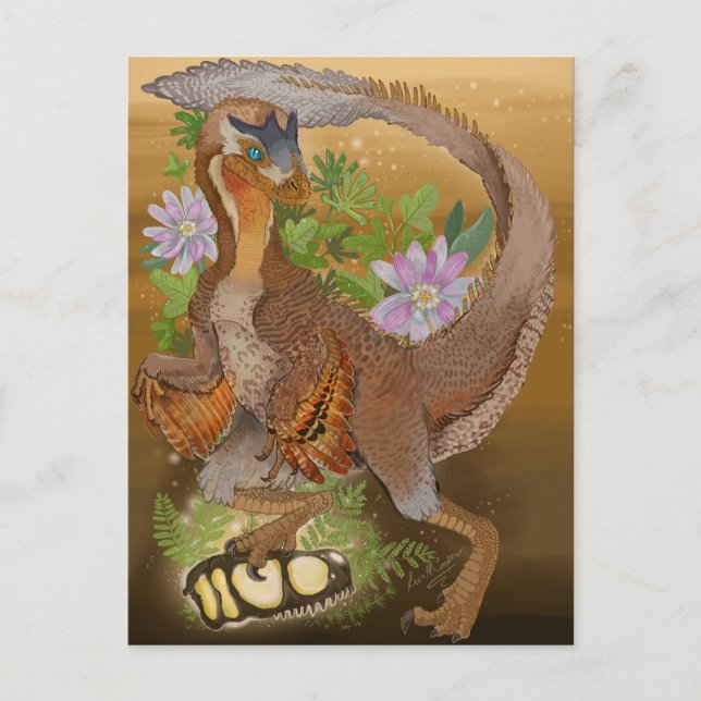 Carte Postale Dinosaur Raptor Jungle Art (Devant)
