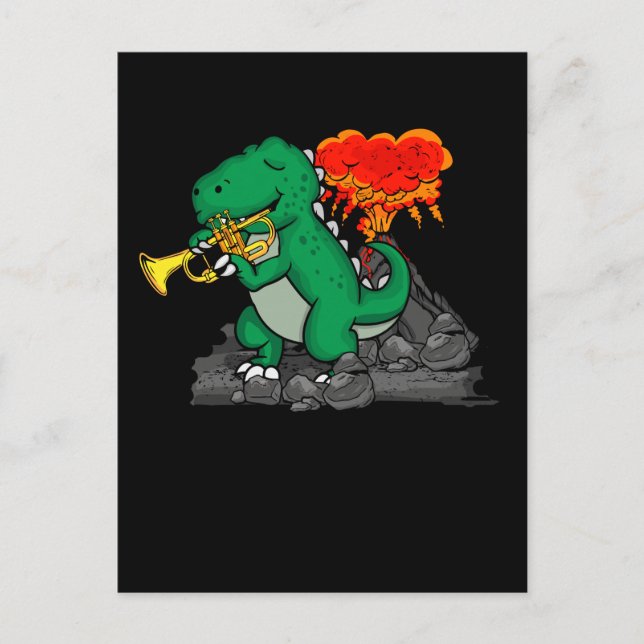 Carte Postale Dinosaur Venin Kids Trumpet Music Big Band Trumpet (Devant)