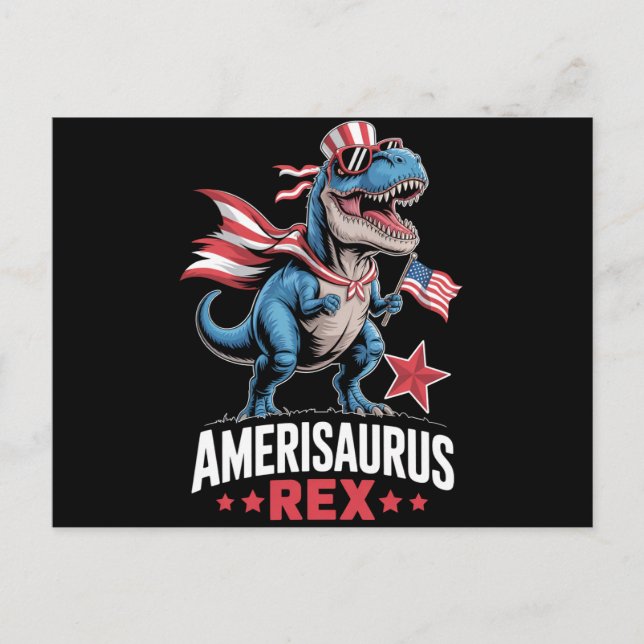 Carte Postale Dinosaure 4 juillet Amerisaurus T Rex Drôle (Devant)