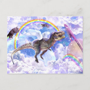 Carte Postale dinosaure arc-en-ciel unicorne dinocorne