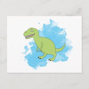 Carte Postale Dinosaure avec Aquarelle Arrière - plan Design